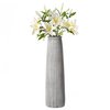 Uniquewise Decorative Modern Round Table Centerpiece Flower Vase with Gray Striped Design, 12 Inch QI004175.L